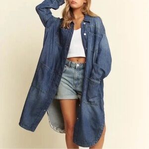 Pilcro Blue Denim Long Jacket